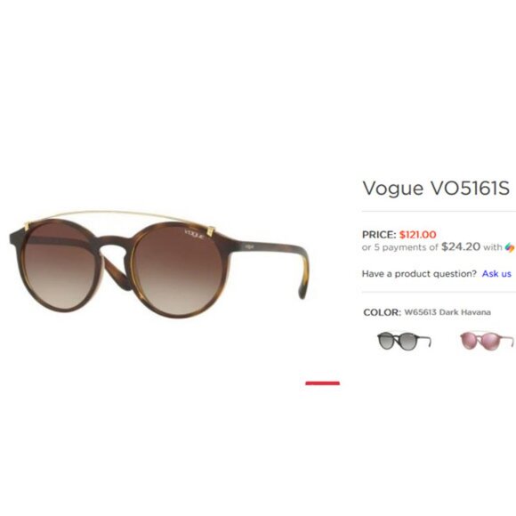Vogue VO5161S Round Dark Havana Sunglasses 51-20-135 Brown Lens - Picture 7 of 7